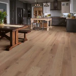LandmarkSlicedOak-SW747-05099-GreatBasin-RM Shaw Floors hardwood in a light brown color in a kitchen | Broadway Carpet & Flooring